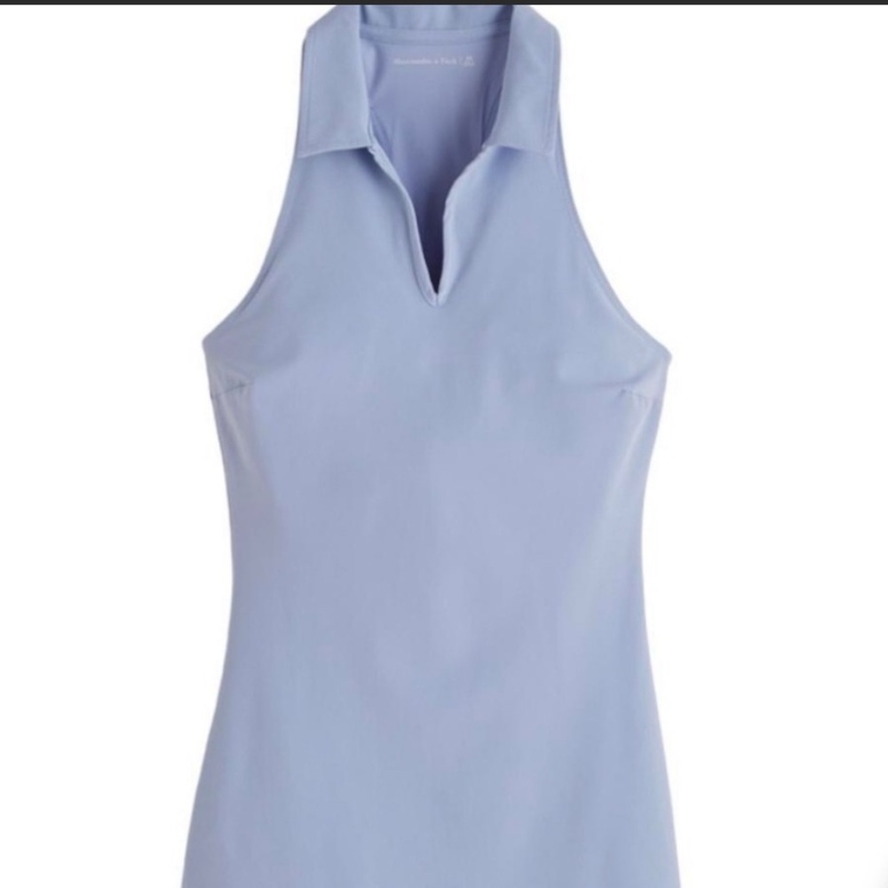 Sleeveless Polo Mini Dress in Light Blue